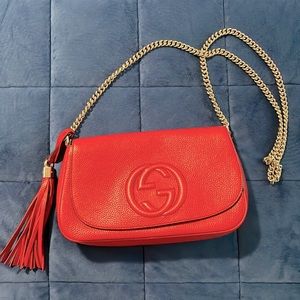 Red Leather Gucci logo crossbody